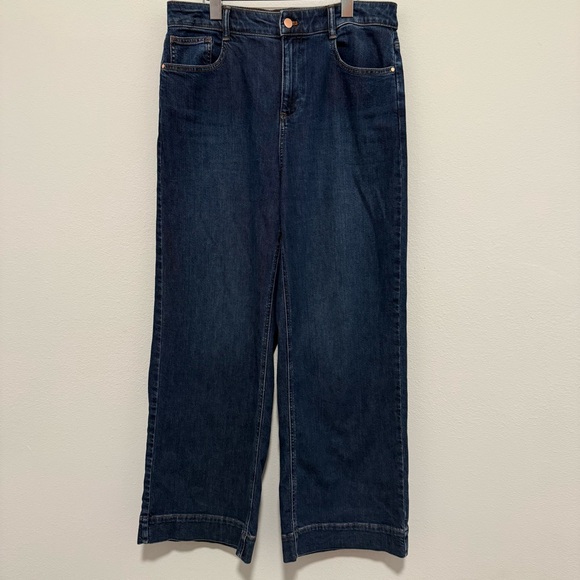 Talbots Trouser Jean Wide Leg High Waist Medium Wash Stretch Size 10 - Picture 3 of 9